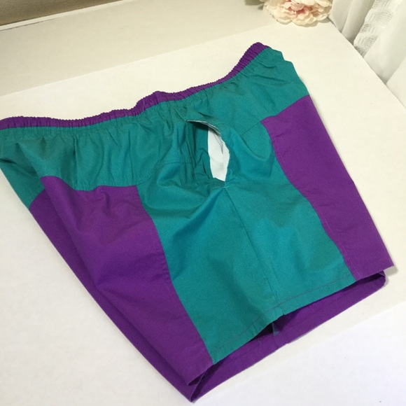 Vintage men swim trunks teal and purple size XL - Picture 3 of 8